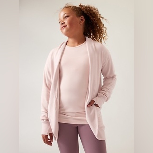 Athleta Girl Wrap 'N Roll Sweatshirt 2.0 in Orchid Pink size medium 8-10 - Picture 1 of 5